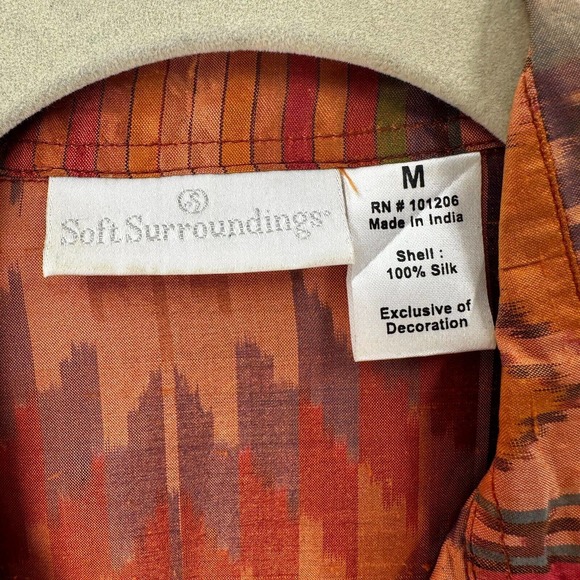 Soft Surroundings Top Womens MEDIUM Aztec Print Tribal Boho Long Sleeve Button - Picture 11 of 14